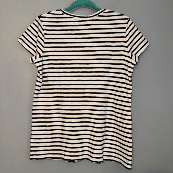 EUC Halogen Striped Tulle Bow Knit Short Sleeve Top Size Large - Picture 5 of 6